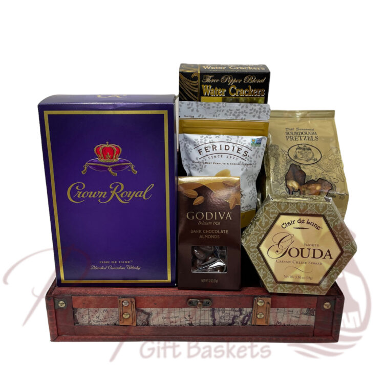 Royal Treats Whiskey Gift Basket, Crown Royal Gift Basket, Crown Royal Gifts, Crown Royal Whiskey Gifts, Canadian Whiskey,