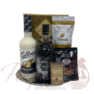 Lets Get Kraken Rum Gift Basket, Kraken Gift Basket, Spiced Rum Gift Basket, Pina Colada Gift basket, Pina Colada Gifts, Engraved Pina Colada Gifts, Engraved Rum, Cocktail Gift Baskets, anniversary gift, birthday gift, birthday gift set, Christmas gift, graduation gift, mom gifts, dad gifts, 21st birthday, delivery through USA, New York, New Jersey, California, Florida, celebration, congratulations gift, new parents, new home, relator gifts, closing gifts, manly gifts, gifts for men, gifts for women, gifts for grandparents, wedding gifts, shower gifts, bridesmaids gifts, groomsmen gifts, small business, Pompei gift baskets, gourmet gift basket, gourmet snacks, chocolate, sweet, salty, savory, kitting, corporate, large corporate, small corporate, kitting business, engraving, custom, made to order, personalization, bottle engraving, photo engraving, text engraving, message engraving, champagne bottle engraving, wine bottle engraving, liquor bottle engraving, glass engraving, local hand delivery, personal touch gifts, creative gifts, corporate gifting, liquor deliveries