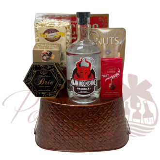 Oh My Moonshine Whiskey Gift Basket, anniversary gift, birthday gift, birthday gift set, Christmas gift, graduation gift, mom gifts, dad gifts, 21st birthday, delivery through USA, New York, New Jersey, California, Florida, celebration, congratulations gift, new parents, new home, relator gifts, closing gifts, manly gifts, gifts for men, gifts for women, gifts for grandparents, wedding gifts, shower gifts, bridesmaids gifts, groomsmen gifts, small business, Pompei gift baskets, gourmet gift basket, gourmet snacks, chocolate, sweet, salty, savory, kitting, corporate, large corporate, small corporate, kitting business, engraving, custom, made to order, personalization, bottle engraving, photo engraving, text engraving, message engraving, champagne bottle engraving, wine bottle engraving, liquor bottle engraving, glass engraving, local hand delivery, personal touch gifts, creative gifts, corporate gifting, liquor deliveries