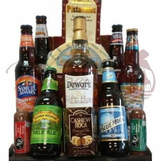 Man Cave Essentials Scotch & Beer Gift Basket, anniversary gift, birthday gift, birthday gift set, Christmas gift, graduation gift, mom gifts, dad gifts, 21st birthday, delivery through USA, New York, New Jersey, California, Florida, celebration, congratulations gift, new parents, new home, relator gifts, closing gifts, manly gifts, gifts for men, gifts for women, gifts for grandparents, wedding gifts, shower gifts, bridesmaids gifts, groomsmen gifts, small business, Pompei gift baskets, gourmet gift basket, gourmet snacks, chocolate, sweet, salty, savory, kitting, corporate, large corporate, small corporate, kitting business, engraving, custom, made to order, personalization, bottle engraving, photo engraving, text engraving, message engraving, champagne bottle engraving, wine bottle engraving, liquor bottle engraving, glass engraving, local hand delivery, personal touch gifts, creative gifts, corporate gifting, liquor deliveries