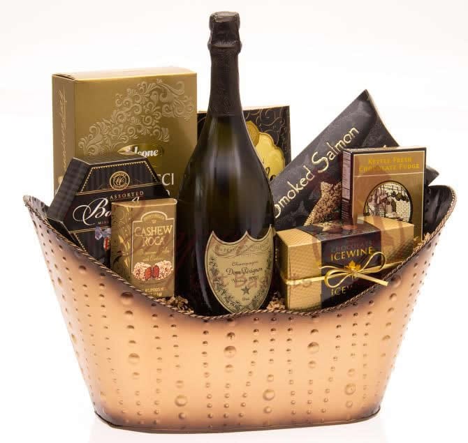 Build Your Own Dom Perignon Champagne Basket with Engraving!