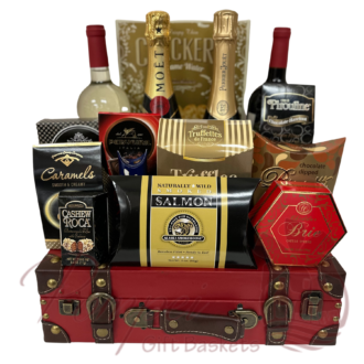 Thank You Champagne and Wine Gift Basket, champagne wine gift basket, thank you gift basket, champagne gift basket, wine gift basket, 4 bottle gift basket, moet gift basket, perrier jouet gift basket