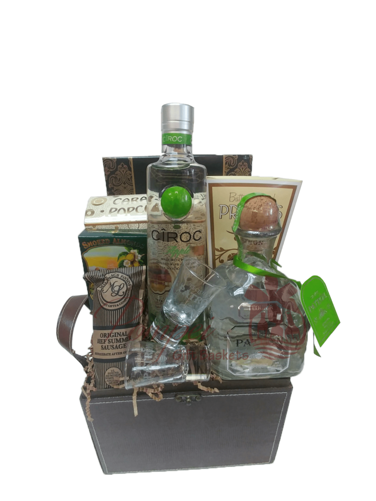 Give Me the Green Light Liquor Gift Basket, Liquor Gift Basket, Patron Gift Basket, Ciroc Gift basket, Vodka Gift Basket, Tequila Gift Basket