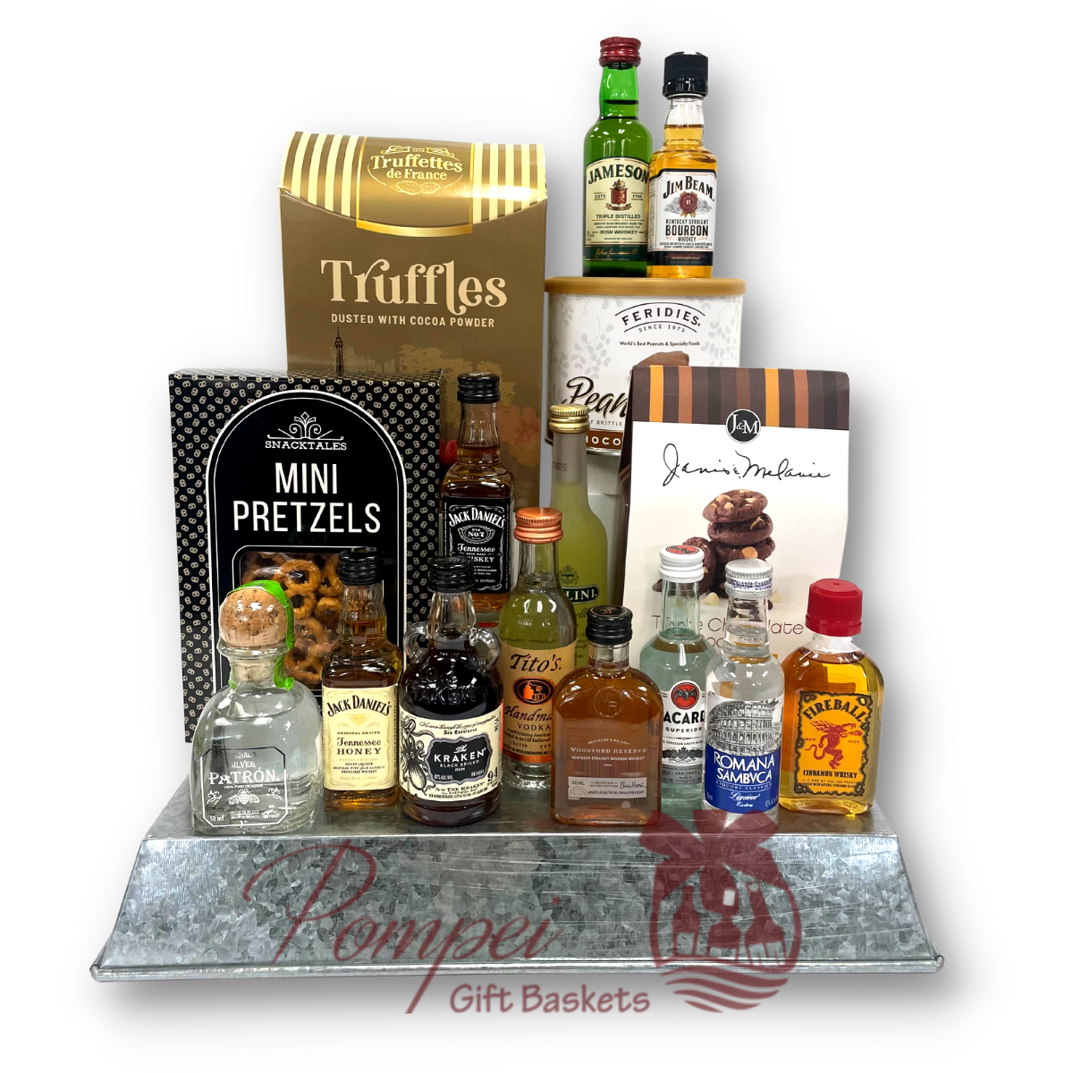 Premium Mini Bar Liquor Gift Basket by Pompei Baskets