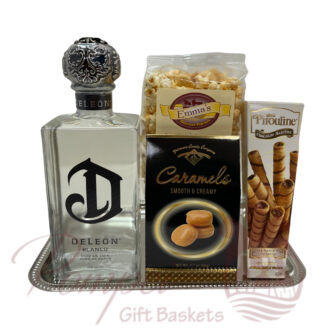 Dazzling Deleon Tequila Gift Basket, Tequila Gift Baskets, Deleon Tequila Gifts, Engraved Deleon Tequila,