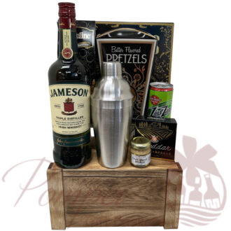 Supreme Irish Whiskey Gift Basket, jameson gift basket, irish whiskey gift basket, st patricks day gifts, st paddys day gifts, st pattys day gifts, irish gift basket, pickle back gift basket, jameson gifts, engraved jameson