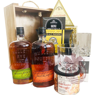 On the Frontier Whiskey Bourbon Gift Basket, bulleit gift basket, whiskey bourbon gift basket, engraved bulleit, engraved whiskey, whiskey gift basket, bourbon gift basket
