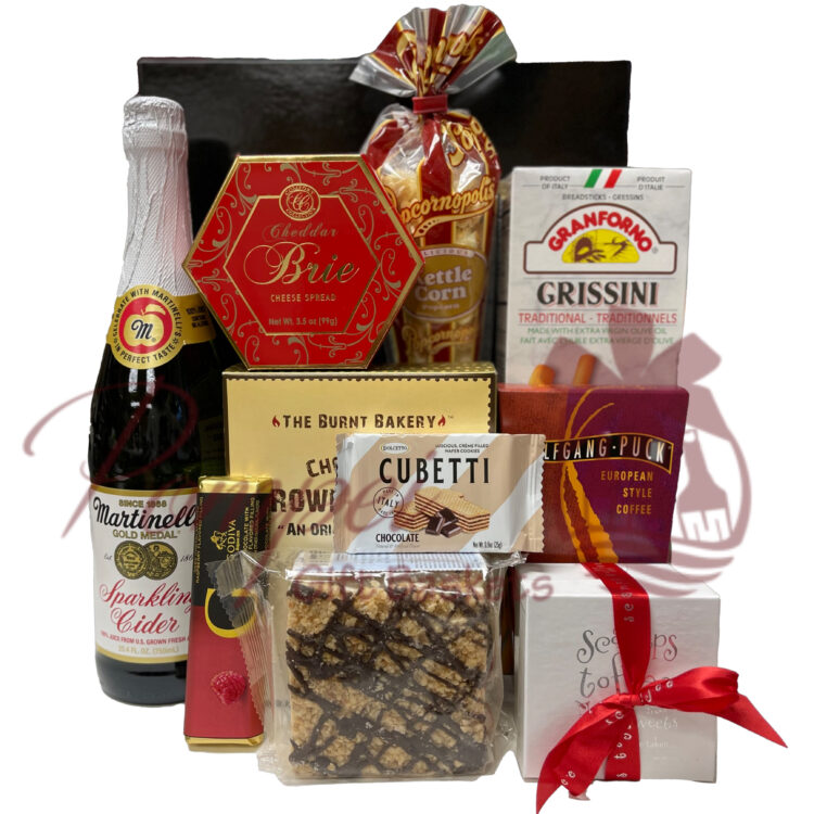 non-alcoholic, gifts, martinellis, snacks, crackers, Pompei Gift Baskets, new jersery, small business, gift box, gift set, kit, kitting