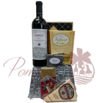 daou wine gift basket, daou cabernet sauvignon, wine gift basket, retirement gift, birthday gift, gifts for him, gifts for her, kilwins, pompei gift basket