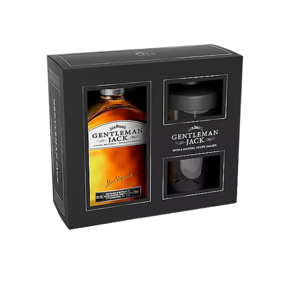 Gentleman Jack Whiskey Gift Set w/ Cocktail Recipe Shaker