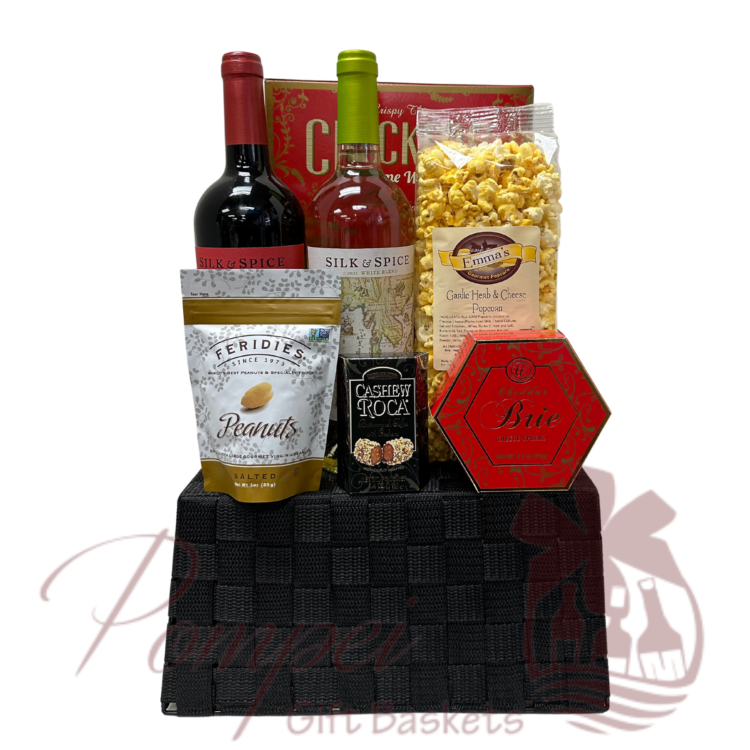 Silk and Spice wine, Wine-Not Gift Basket, wine, white wine gift basket, red wine gift basket, Pompei gift baskets, small business