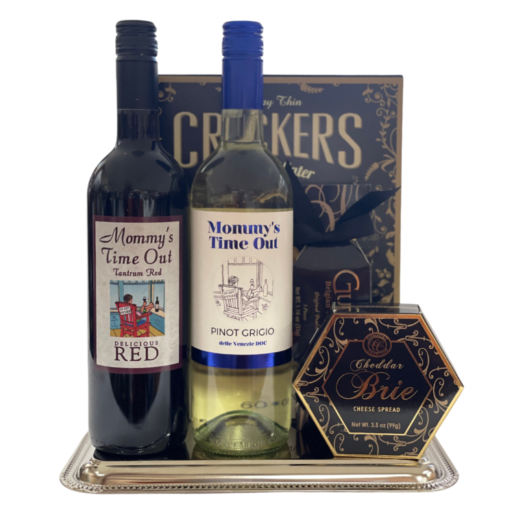 mommy's time out, wine, pinot Grigio, red blend, wine gift baskets, liquor gift baskets