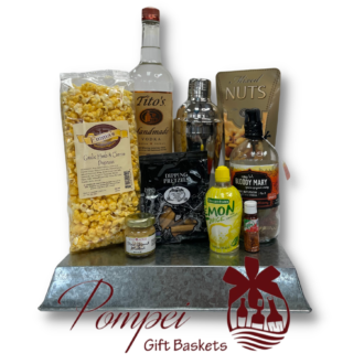Tito's, Bloody Mary essentials, Bloody Mary, vodka, Bloody Mary recipe, what do you need to make a Bloody Mary, anniversary gift, birthday gift, birthday gift set, Christmas gift, gourmet gift basket, small business, Pompei gift baskets