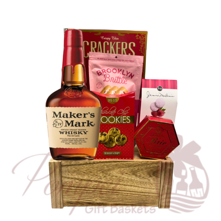 makers mark, makers mark gift basket, gift basket for makers mark lovers, whiskey, whisky gift basket, gift for christmas, makers mark christmas gift
