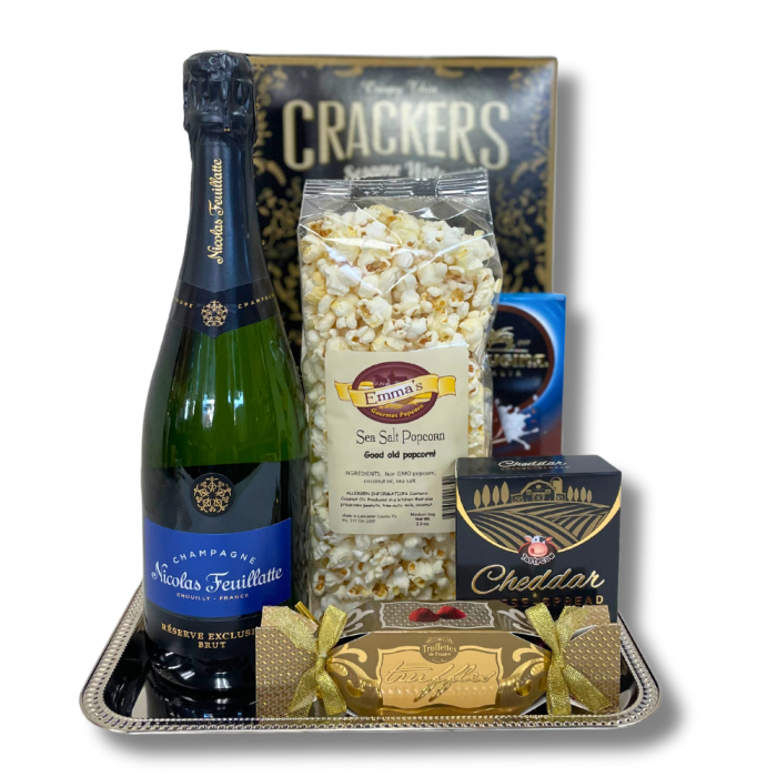 Charming Feuillatte Champagne Gift Basket