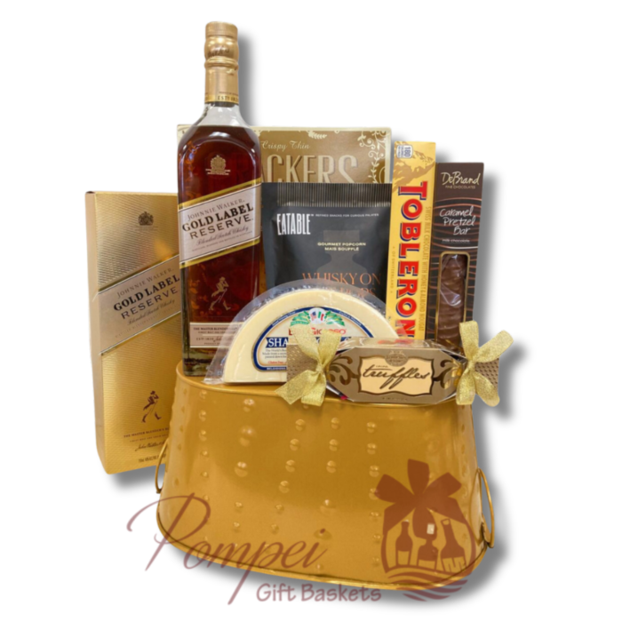 Walking on Gold Whiskey Gift Basket