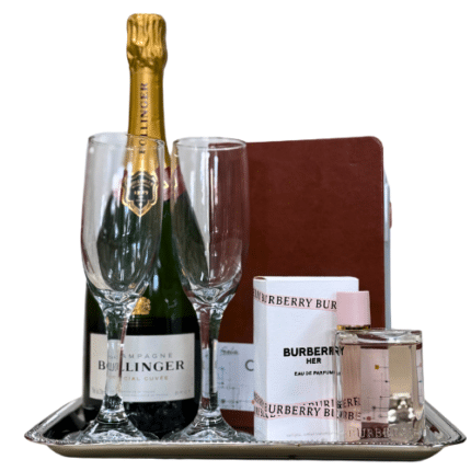 Engravable Burberry Perfume & Champagne Gift Basket