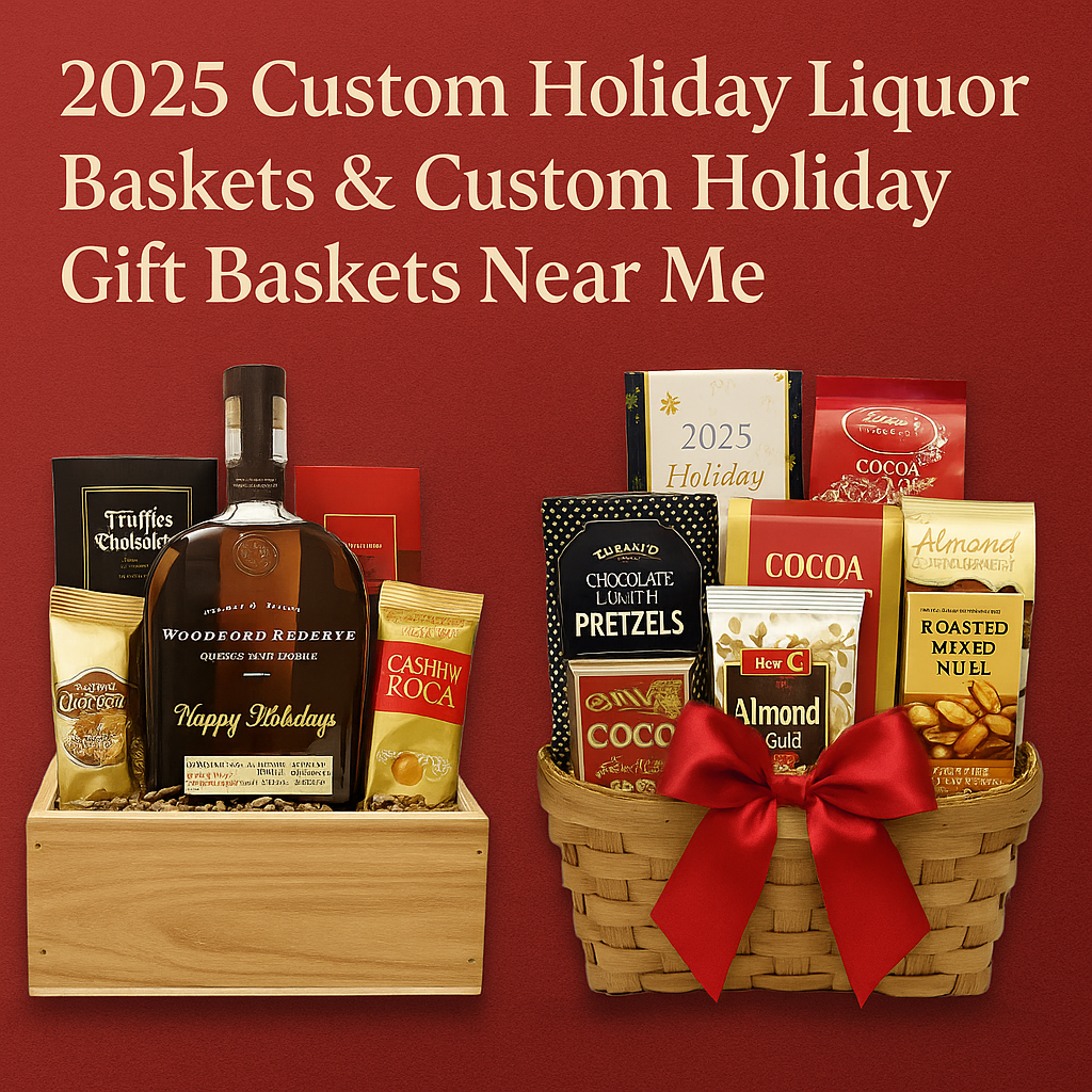 2025 Custom Holiday Liquor Baskets & Custom Holiday Gift Baskets Near Me – Crafted for Celebration and Connection