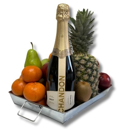 Fruits and Sparkling Wine Gift Basket