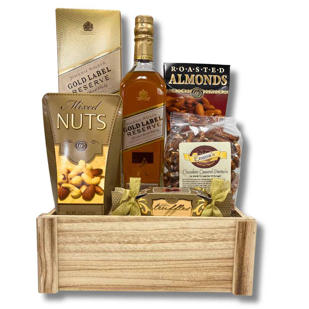 Johnnie Walker Gold Label Whiskey Gift Basket