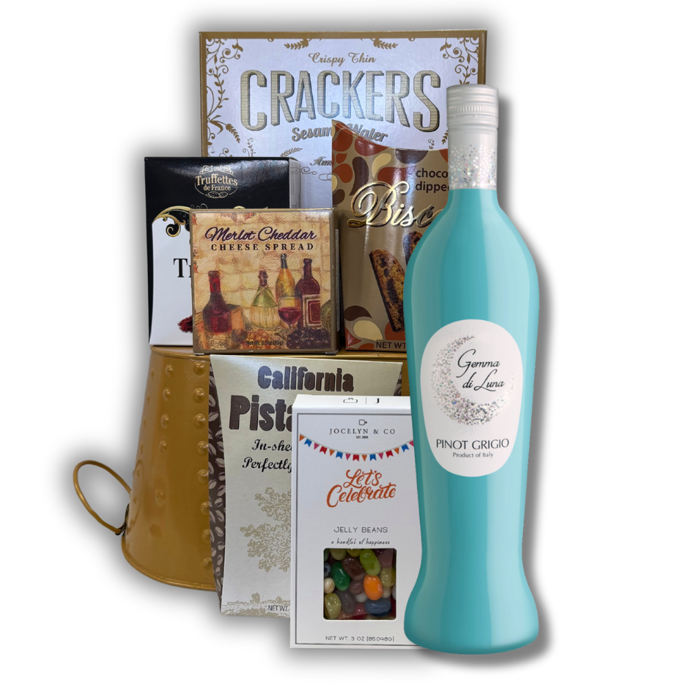 New Year Celebration Pinot Grigio Gift Basket
